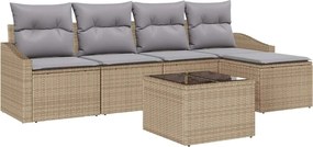 vidaXL Σετ Καναπέ με μαξιλάρι 6 pcs Μπεζ συνθετικό ρατάν