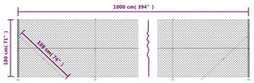 Συρματόπλεγμα Περίφραξης Ανθρακί 1,8 x 10 μ. με Βάσεις Φλάντζα - Ανθρακί