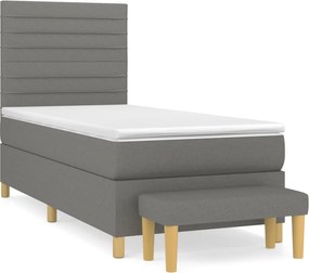 vidaXL Κρεβάτι Boxspring με Στρώμα Σκούρο Γκρι 100x200 εκ. Υφασμάτινο