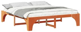 vidaXL Κρεβάτι δαπέδου Καφέ 180 x 200 cm Μασίφ ξύλο πεύκου