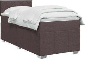 vidaXL Κρεβάτι box spring με στρώμα Σκούρο Καφέ 90 x 200 cm Ύφασμα