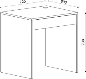 Γραφείο εργασίας Mida Megapap χρώμα λευκό 72x60x73,8εκ.