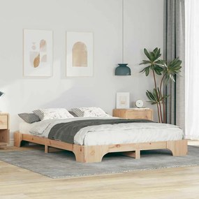 vidaXL Κρεβάτι δαπέδου με αποθήκευση Καφέ 140 x 210 cm ξύλο