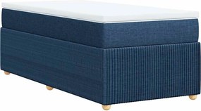 vidaXL Κρεβάτι Boxspring με Στρώμα Μπλε 90x190 εκ.Υφασμάτινο