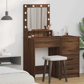 vidaXL Κομοδίνο με ράφι Καφέ δρυς 50 x 41 x 135 εκ Επεξεργασμένο ξύλο