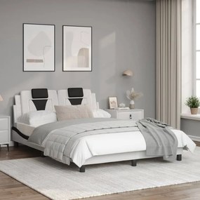 Πλαίσιο Κρεβατιού με LED Λευκό/Μαύρο 120x200εκ. Συνθετικό Δέρμα - Λευκό