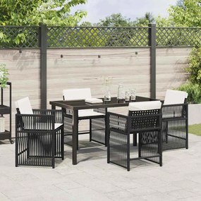 vidaXL Σέτ φαγητού για κήπο 5 pcs Μαύρο συνθετικό ρατάν