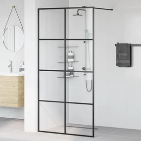 vidaXL Διαχωριστικό Ντουζιέρας Μαύρο 100 x 195 εκ. Διαφανές Γυαλί ESG