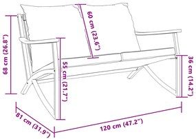 Παγκάκι Κήπου 120 εκ. από Ατσάλινο με Μαξιλάρι - Μαύρο