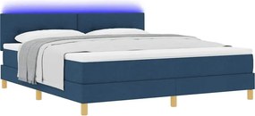vidaXL LED Κρεβάτι με βάθρο με μαξιλάρι Μπλε 180 x 200 cm ύφασμα