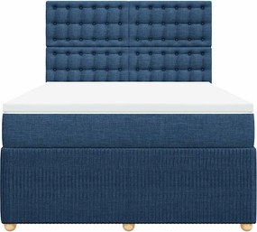 vidaXL Κρεβάτι Boxspring με Στρώμα Μπλε 140x190 εκ. Υφασμάτινο