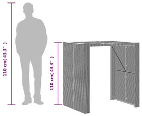 Τραπέζι Μπαρ Κήπου Επιφ. Ακακίας Μαύρο 105x80x110εκ Συνθ. Ρατάν - Μαύρο