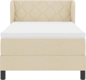 vidaXL Κρεβάτι με ελατήρια με κεφαλάρι Κρεμ 90 x 200 cm ύφασμα