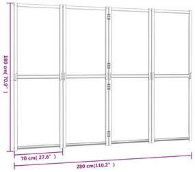 vidaXL Διαχωριστικό Δωματίου με 4 Πάνελ Μαύρο 280 x 180 εκ.