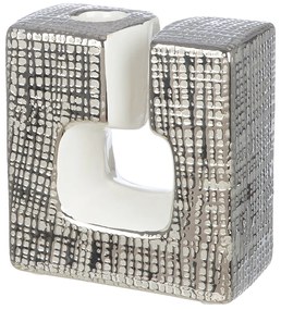 Κηροπήγιο 'Boston' Κεραμικό Ασημί/Λευκό 6x11.5x12.5cm