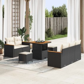 vidaXL Σετ Καναπέ Κήπου 8 pcs Μαύρο συνθετικό ρατάν