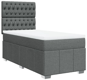 vidaXL Κρεβάτι Boxspring με Στρώμα Σκούρο Γκρι 90x200 εκ. Υφασμάτινο