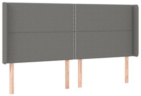 Κεφαλάρι Κρεβατιού LED Σκούρο Γκρι 163x16x118/128εκ. Υφασμάτινο - Γκρι