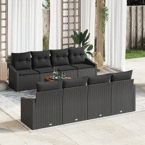 vidaXL Σετ Σαλονιού Κήπου 7 pcs Μαύρο 55 x 55 x 37 εκ Ρατάν, Ξύλο