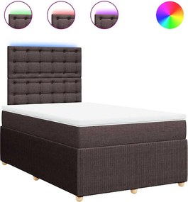 vidaXL Κρεβάτι Boxspring με Στρώμα Σκούρο Καφέ 120x200 εκ. Υφασμάτινο