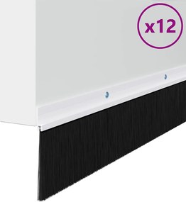 vidaXL Σφραγίδες πόρτας με βούρτσες που προσαρτώνται 12 pcs Λευκό