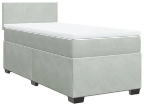 Κρεβάτι Boxspring με Στρώμα Ανοιχτό Γκρι 90x200 εκ. Βελούδινο - Γκρι