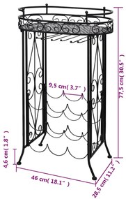 vidaXL Ραφιέρα για Κρασιά με Ποτηροθήκες για 9 Μπουκάλια Μεταλλική