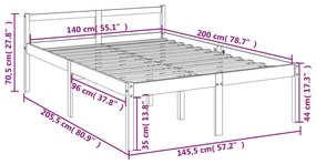 Κρεβάτι Ηλικιωμένων Λευκό 140 x 200 εκ. από Μασίφ Ξύλο Πεύκου - Λευκό