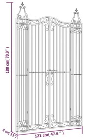 Πύλη Κήπου Μαύρη 121 x 8 x 180 εκ. από Σφυρήλατο Σίδερο  - Μαύρο