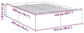 Πλαίσιο Κρεβατιού Γκρι Sonoma 150x200 εκ. Επεξεργασμένο Ξύλο - Γκρι