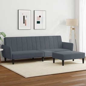 Καναπές Κρεβάτι Διθέσιος με Υποπόδιο Σκούρο Γκρι Βελούδινος - Γκρι