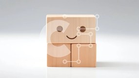 Intra Συλλεκτικό Ξύλινο Παζλ Plywood  4mm - Χαριτωμένο ξύλινο μπλοκ με χαμογελαστό πρόσωπο Σε Ξύλινο Κουτί - Διαστάσεις: 10x10 cm – 25 κομμάτια