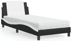 Σκελετός Κρεβατιού Χωρίς Στρώμα Zadar Μαύρο και Λευκό 90 x 200 εκ. Συνθετικό Δέρμα