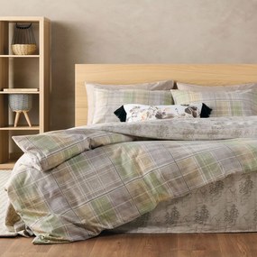Παπλωματοθήκη Φανελένια Carpaccio 26 (Σετ 3τμχ) Beige-Green Kentia Υπέρδιπλo 220x240cm 100% Βαμβάκι