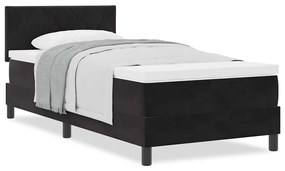 vidaXL Κρεβάτι με Ελατήρια και Στρώμα Μαύρο 90 x 190 cm ύφασμα