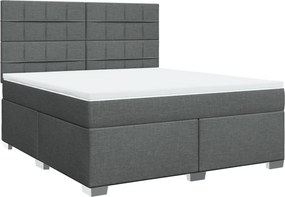 vidaXL Κρεβάτι Boxspring με Στρώμα Σκούρο Γκρι 180x200 εκ Υφασμάτιν