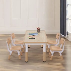 VEVOR Kids Table and 4 Chairs Set Height Adjustable Kids Craft and Play Table