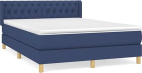 vidaXL Κρεβάτι Boxspring με Στρώμα Μπλε 140x190 εκ. Υφασμάτινο