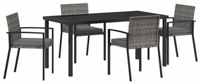 vidaXL Σέτ φαγητού για κήπο 5 pcs Γκρι Πολυ ράταν
