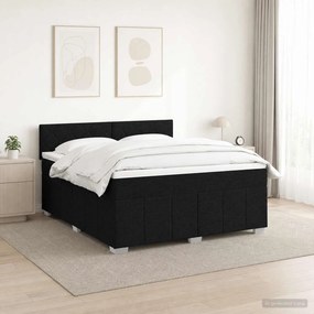vidaXL Κρεβάτι box spring με στρώμα Μαύρο 140 x 200 cm Ύφασμα