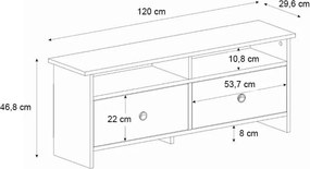 Έπιπλο τηλεόρασης Gradias λευκό-sapphire oak 120x29x46εκ