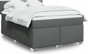 vidaXL Κρεβάτι Boxspring με Στρώμα Σκούρο Γκρι 140x200 εκ Υφασμάτινο