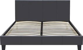 Κρεβάτι Flat Megapap από τεχνόδερμα χρώμα μαύρο ματ 160x200εκ.