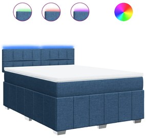 vidaXL Κρεβάτι Boxspring με Στρώμα Μπλε 140x190 εκ. Υφασμάτινο