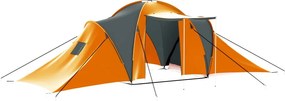 vidaXL Σκηνή Camping 9 Ατόμων Γκρι / Πορτοκαλί Υφασμάτινη