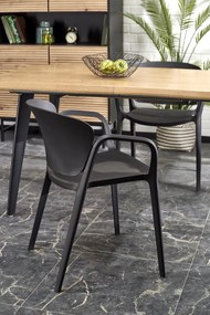 Jackson Ανοιγόμενη Τραπεζαρία Καφέ / Μαύρο 150-210x90x75