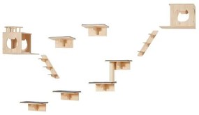 VEVOR Wall Mounted Cat Shelves Tree with Jumping Boards Nests Hammock Set of 9