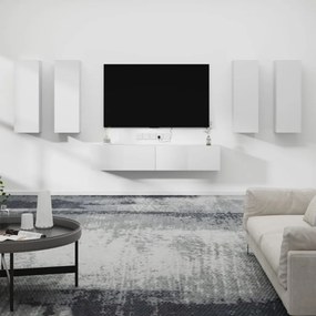 vidaXL Σετ Επίπλου Τηλεόρασης 6 Τεμαχίων Λευκό από Επεξεργασμένο Ξύλο