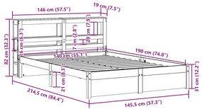 ΠΛΑΙΣΙΟ ΚΡΕΒΑΤΙΟΥ ΜΕ ΚΕΦΑΛΑΡΙ 140 X 190 ΕΚ. ΜΑΣΙΦ ΠΕΥΚΟ 3305987