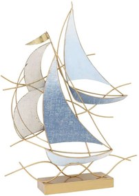 Διακοσμητικά Καραβάκια 15-00-94219 44,5x10,2x59,7cm Blue-Gold Marhome Metal